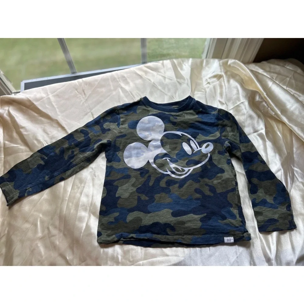 EUC Baby Gap Mickey Mouse Unisex Long-sleeve Camo Shirt 5T